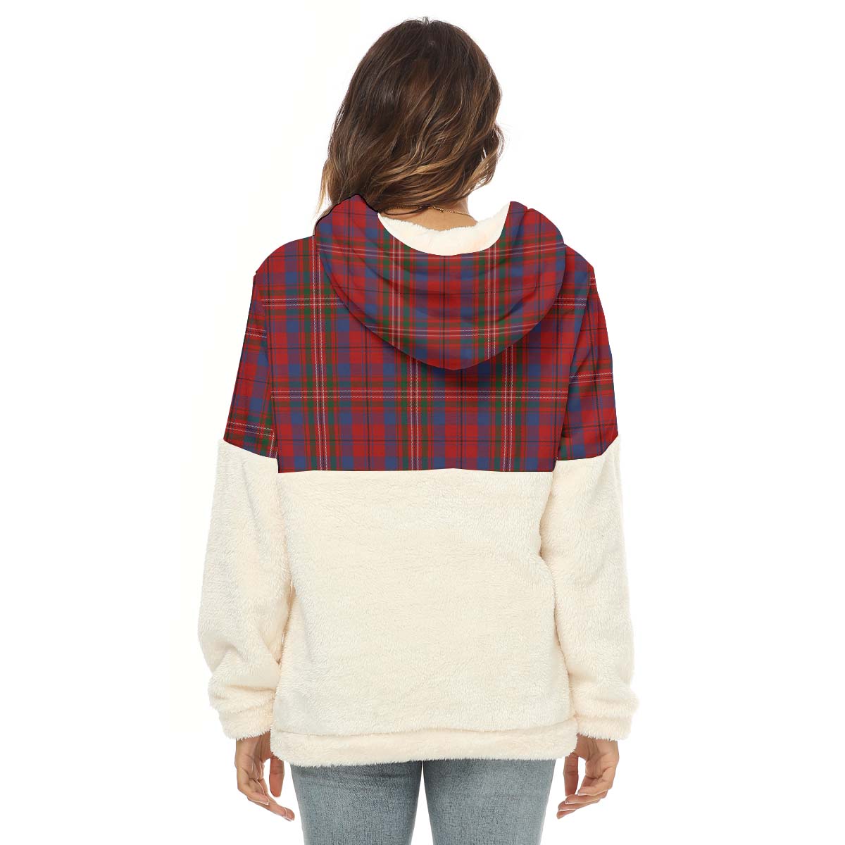 Cameron of Locheil Tartan Women's Borg Fleece Hoodie With Half Zip with Family Crest - Tartan Vibes Clothing