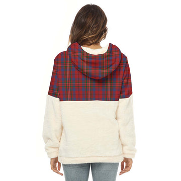 Cameron of Locheil Tartan Women's Borg Fleece Hoodie With Half Zip with Family Crest