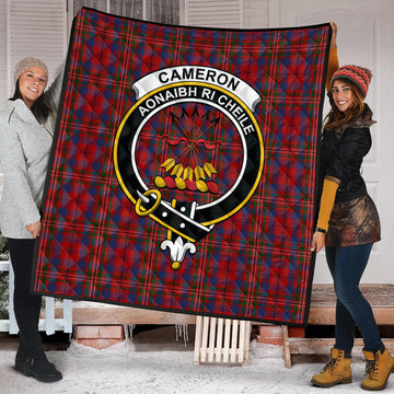 Cameron of Locheil Tartan Quilt with Family Crest