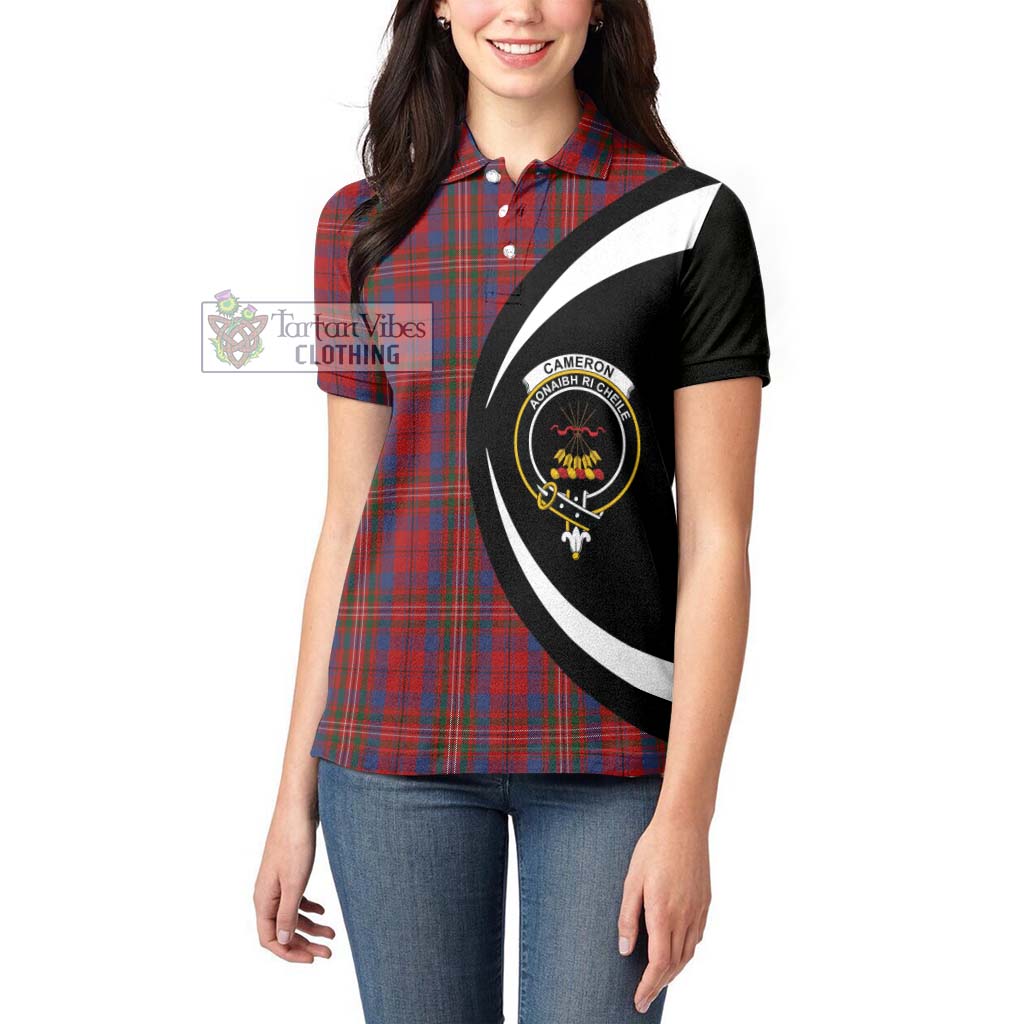 Cameron of Locheil Tartan Women's Polo Shirt with Family Crest Circle Style - Tartan Vibes Clothing