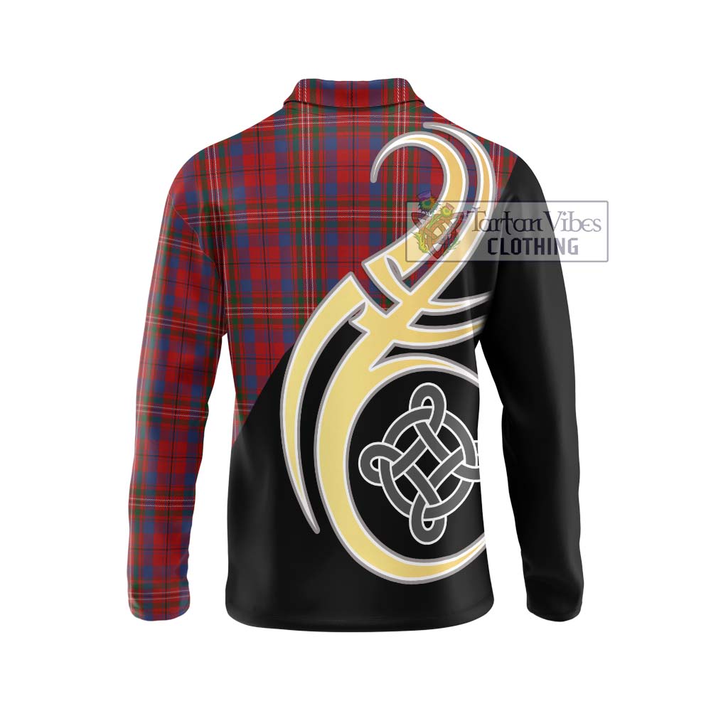 Cameron of Locheil Tartan Long Sleeve Polo Shirt with Family Crest and Celtic Symbol Style - Tartan Vibes Clothing