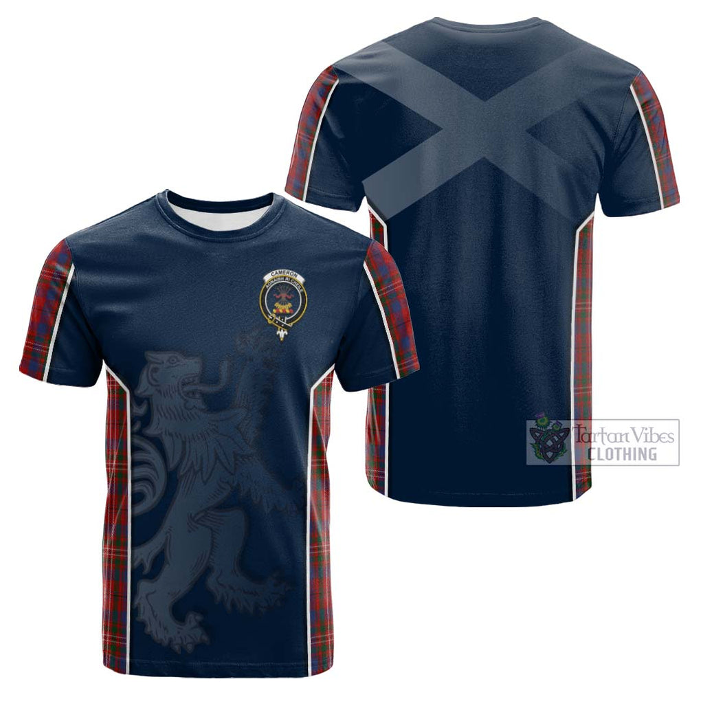 Tartan Vibes Clothing Cameron of Locheil Tartan Cotton T-shirt with Family Crest and Lion Rampant Vibes Sport Style