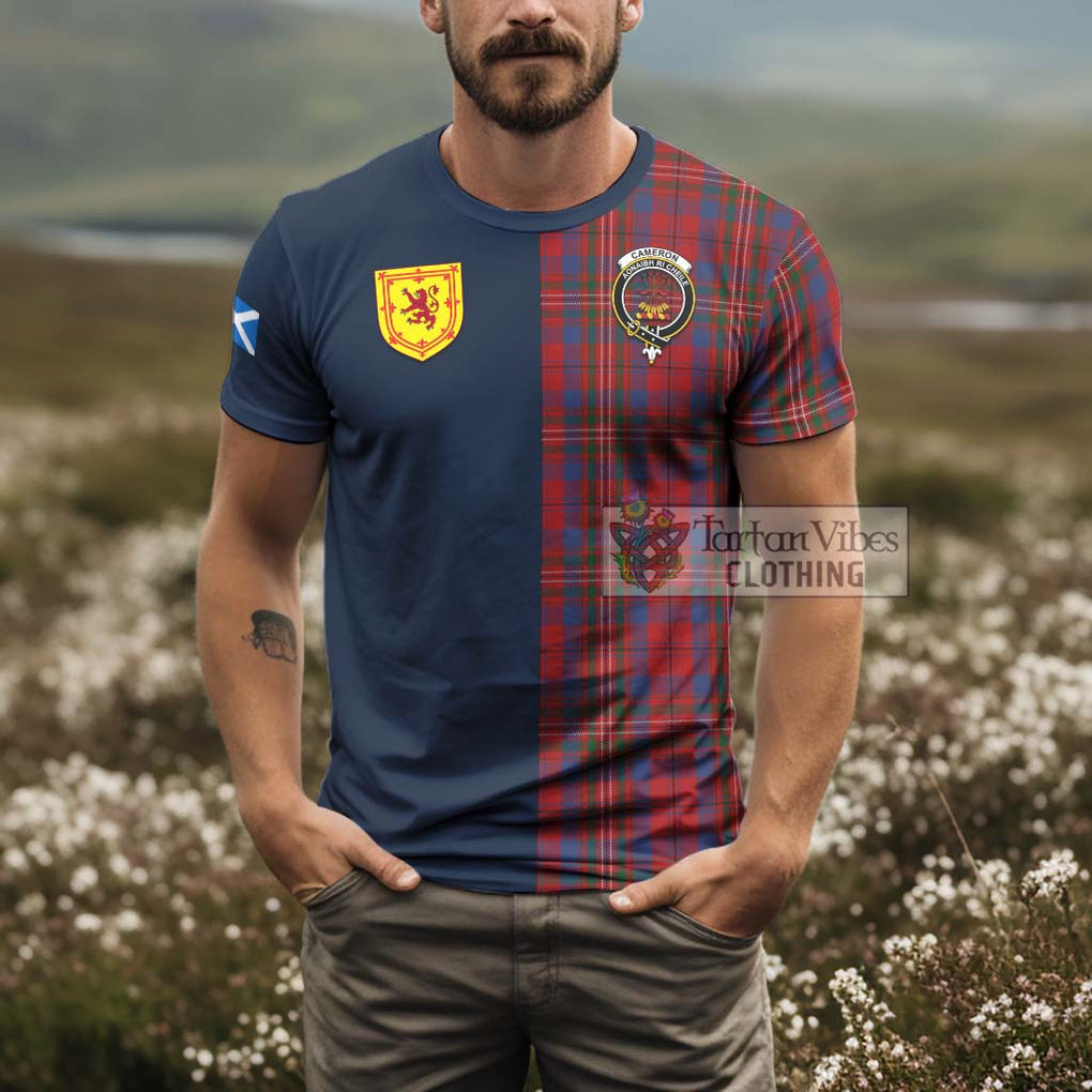 Tartan Vibes Clothing Cameron of Locheil Tartan T-Shirt Alba with Scottish Lion Royal Arm Half Style