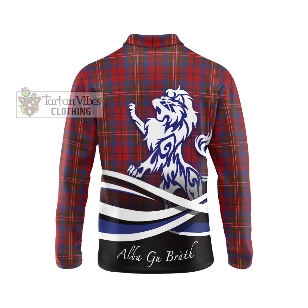 Cameron of Locheil Tartan Long Sleeve Polo Shirt with Alba Gu Brath Regal Lion Emblem - Tartanvibesclothing Shop