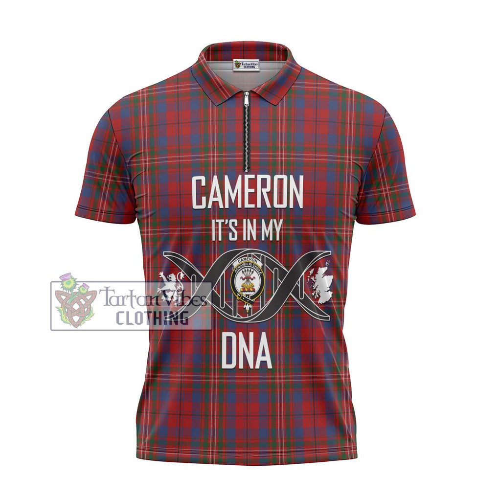 Cameron of Locheil Tartan Zipper Polo Shirt with Family Crest DNA In Me Style - Tartanvibesclothing Shop