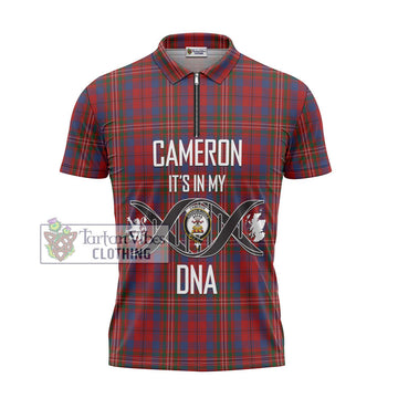 Cameron of Locheil Tartan Zipper Polo Shirt with Family Crest DNA In Me Style