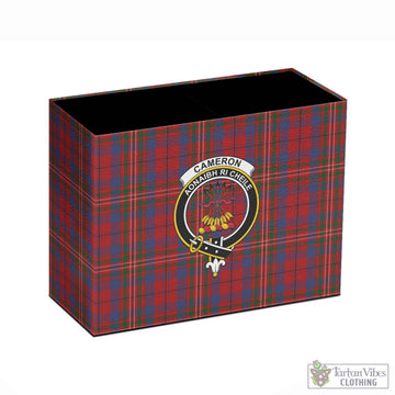 Cameron of Locheil Tartan Pen Holder with Family Crest