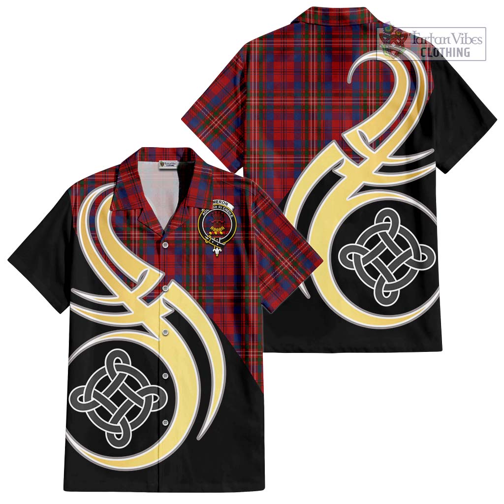 Cameron of Locheil Tartan Short Sleeve Button Shirt with Family Crest and Celtic Symbol Style - Tartan Vibes Clothing