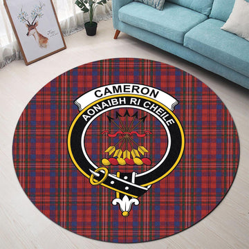 Cameron of Locheil Tartan Round Rug with Family Crest