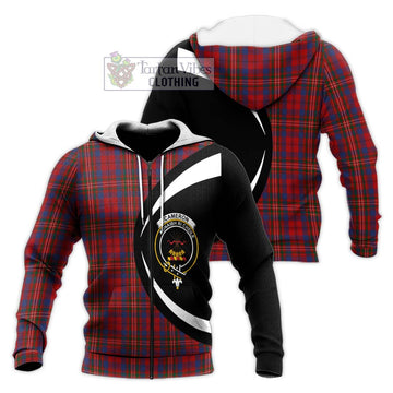 Cameron of Locheil Tartan Knitted Hoodie with Family Crest Circle Style