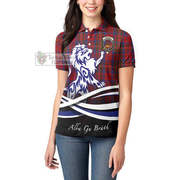 Cameron of Locheil Tartan Women's Polo Shirt with Alba Gu Brath Regal Lion Emblem