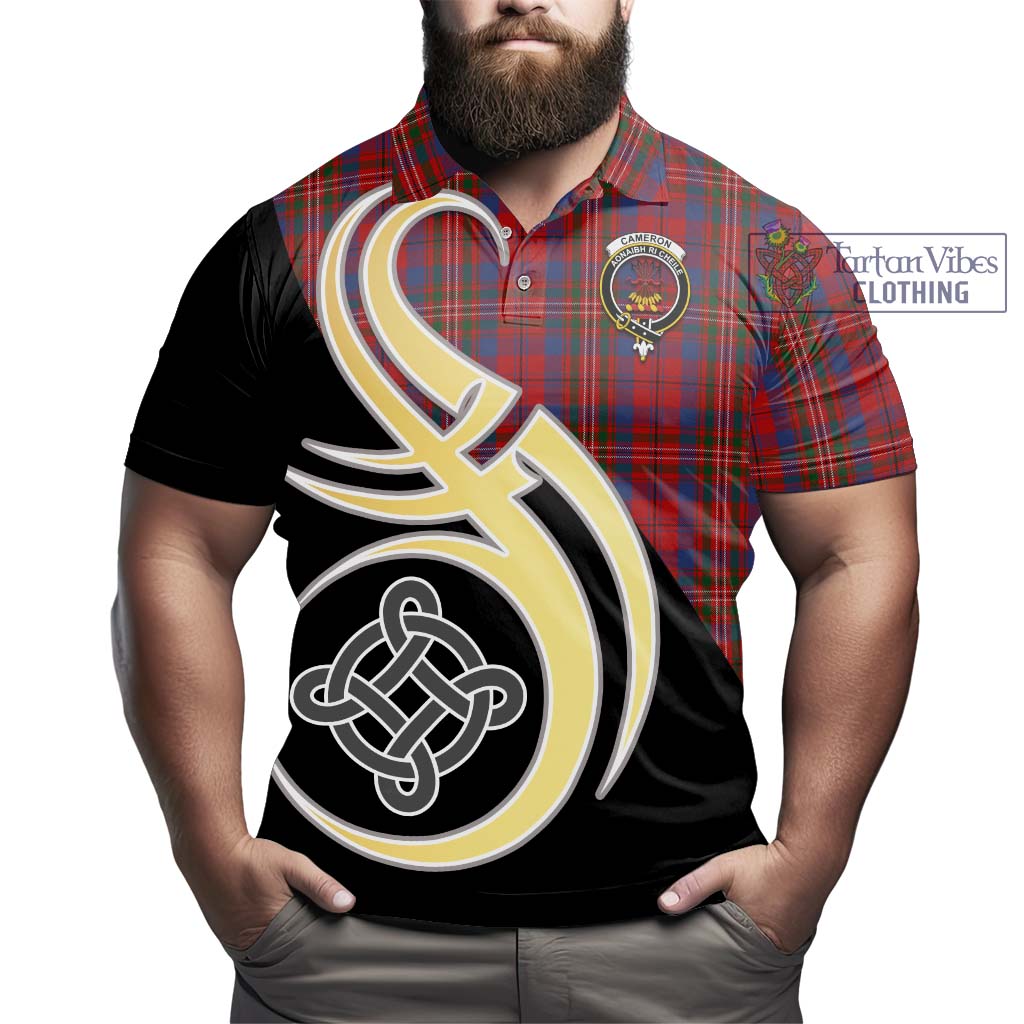 Cameron of Locheil Tartan Polo Shirt with Family Crest and Celtic Symbol Style - Tartan Vibes Clothing