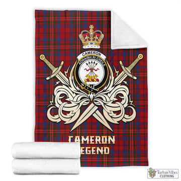 Cameron of Locheil Tartan Blanket with Clan Crest and the Golden Sword of Courageous Legacy