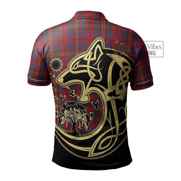 Cameron of Locheil Tartan Polo Shirt with Family Crest Celtic Wolf Style