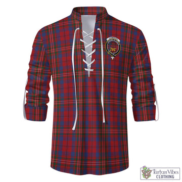 Cameron of Locheil Tartan Men's Scottish Traditional Jacobite Ghillie Kilt Shirt with Family Crest