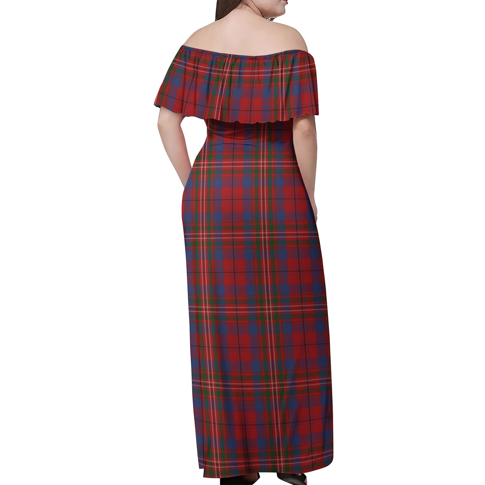 Cameron of Locheil Tartan Off Shoulder Long Dress - Tartanvibesclothing