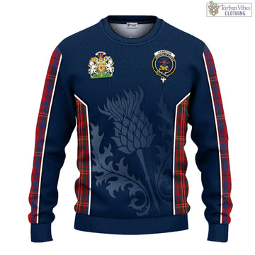 Cameron of Locheil Tartan Knitted Sweatshirt with Family Crest and Scottish Thistle Vibes Sport Style