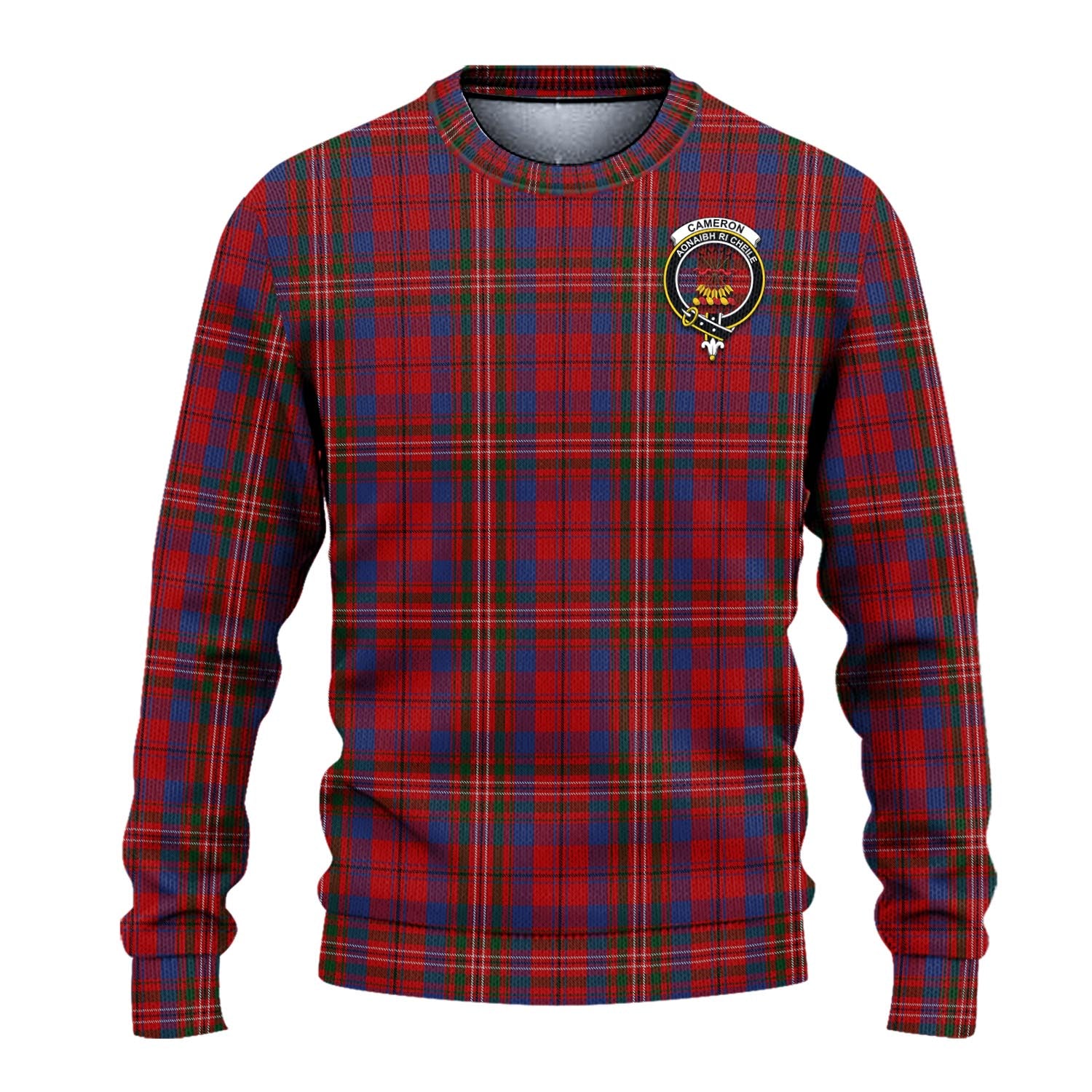 Cameron of Locheil Tartan Knitted Sweater with Family Crest - Tartanvibesclothing