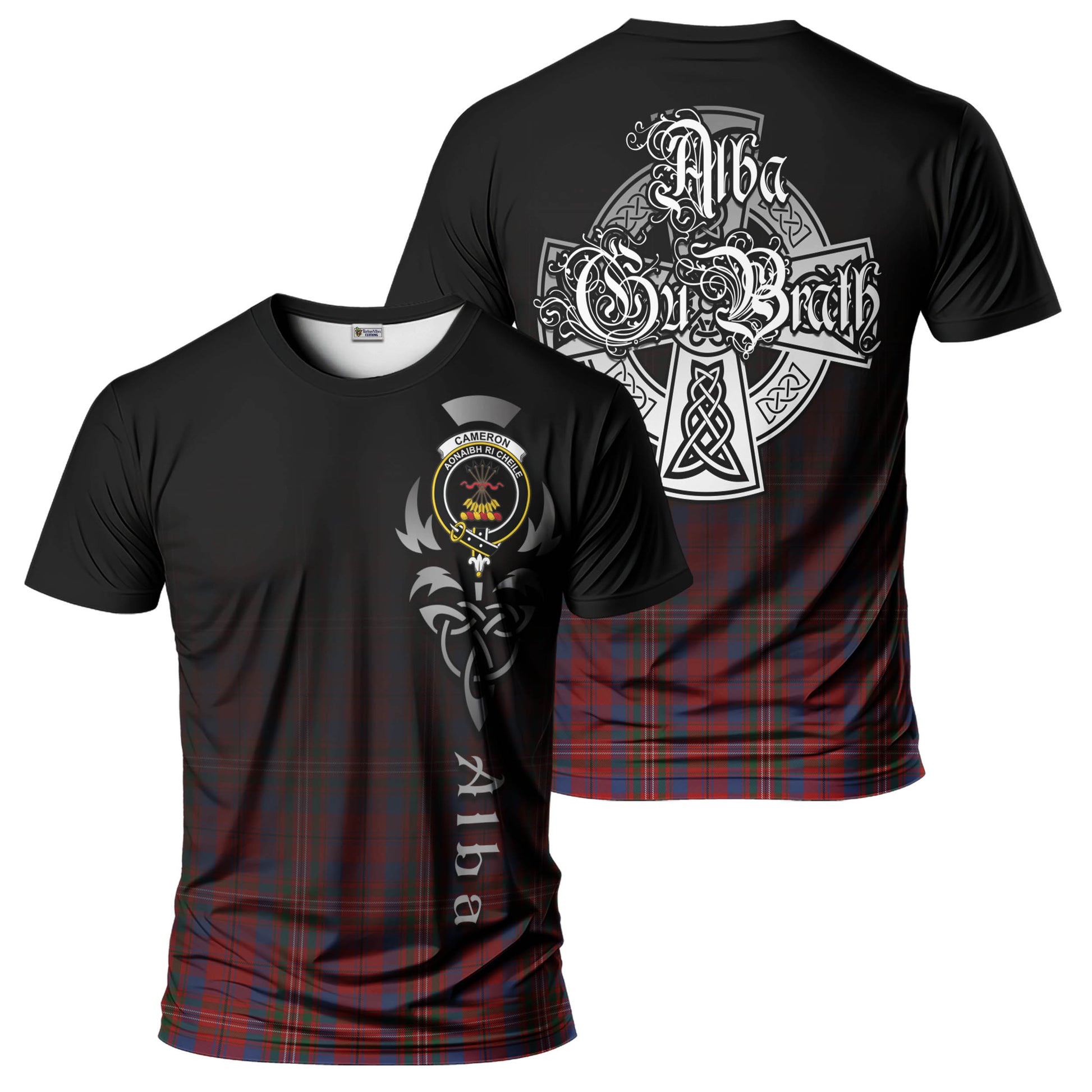 Tartan Vibes Clothing Cameron of Locheil Tartan T-Shirt Featuring Alba Gu Brath Family Crest Celtic Inspired