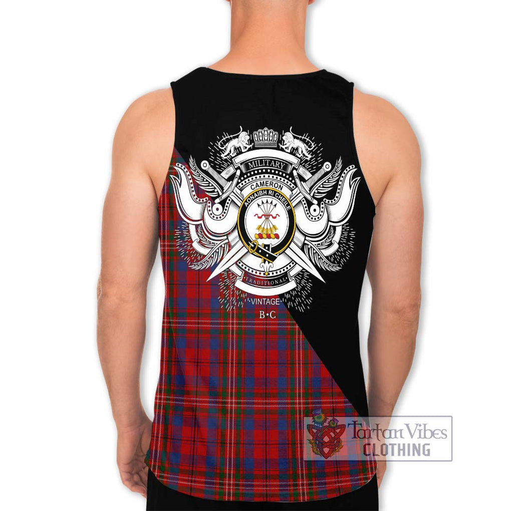 Cameron of Locheil Tartan Men's Tank Top with Family Crest and Military Logo Style - Tartanvibesclothing Shop