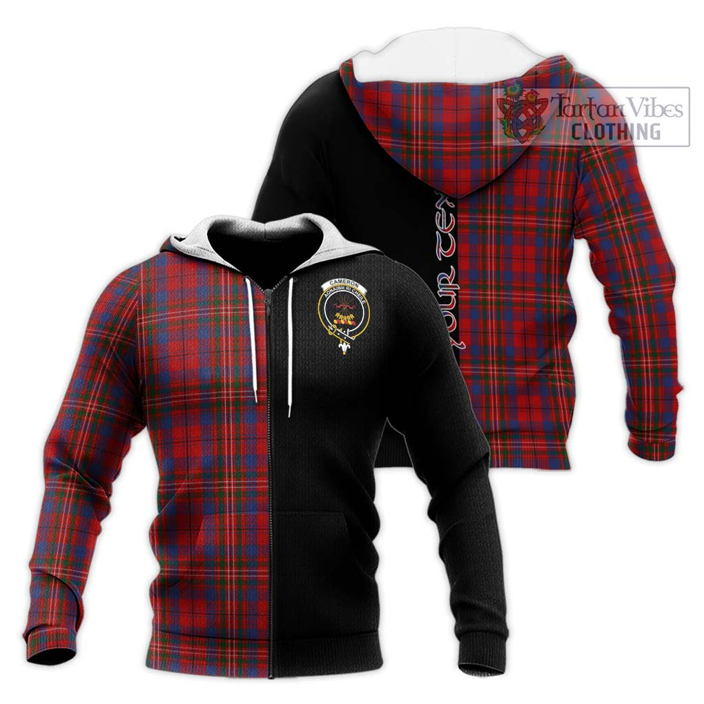 Cameron of Locheil Tartan Knitted Hoodie with Family Crest and Half Of Me Style Unisex Knitted Zip Hoodie - Tartanvibesclothing Shop