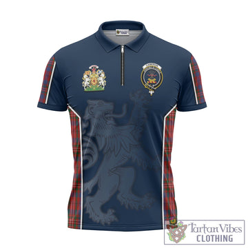 Cameron of Locheil Tartan Zipper Polo Shirt with Family Crest and Lion Rampant Vibes Sport Style