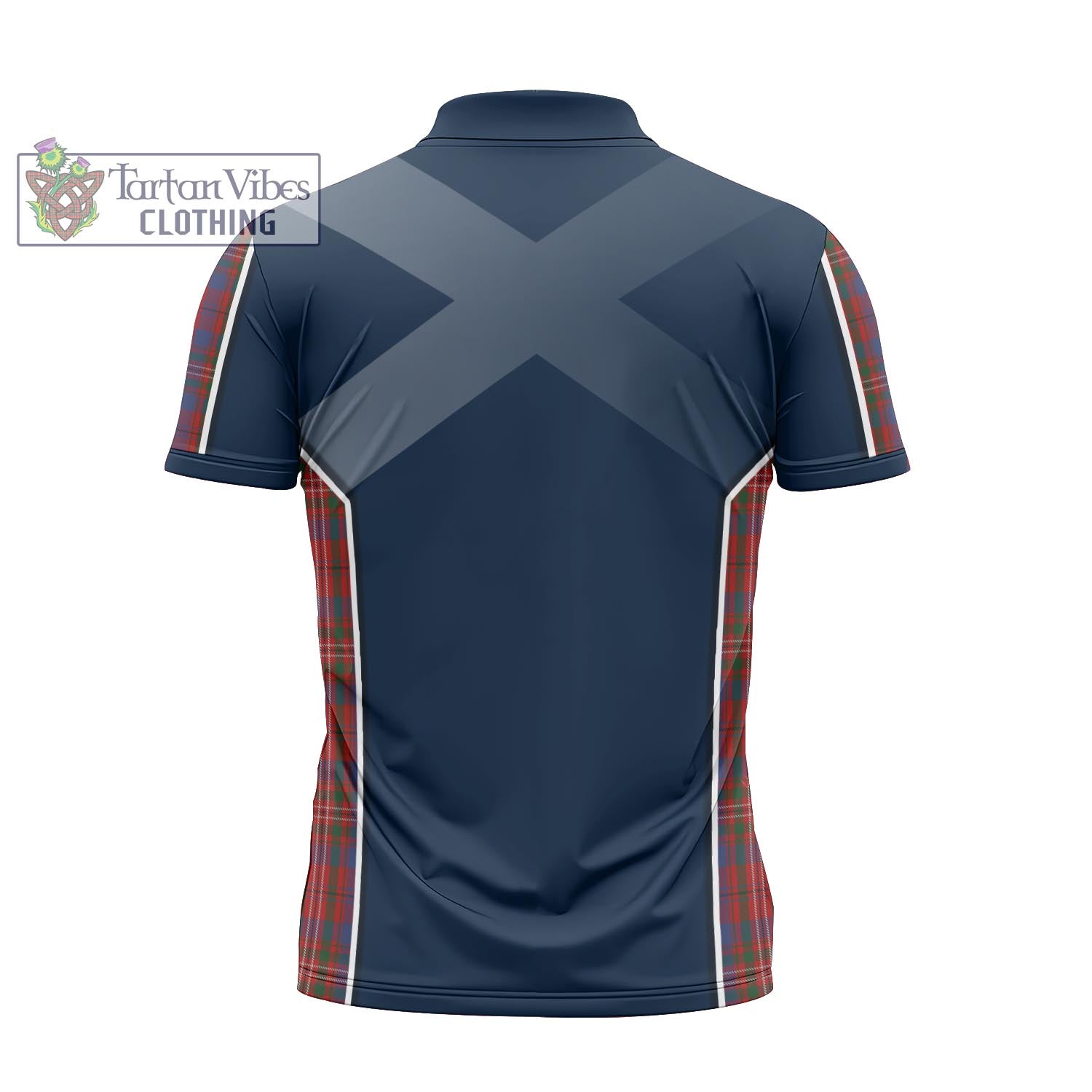 Tartan Vibes Clothing Cameron of Locheil Tartan Zipper Polo Shirt with Family Crest and Scottish Thistle Vibes Sport Style