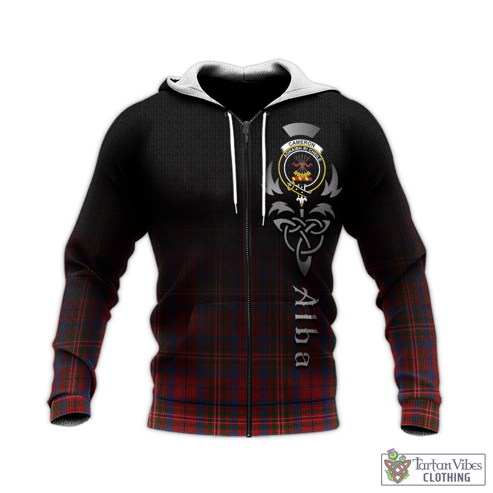 Tartan Vibes Clothing Cameron of Locheil Tartan Knitted Hoodie Featuring Alba Gu Brath Family Crest Celtic Inspired