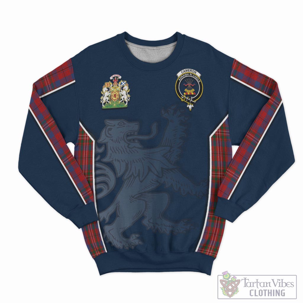 Tartan Vibes Clothing Cameron of Locheil Tartan Sweater with Family Crest and Lion Rampant Vibes Sport Style