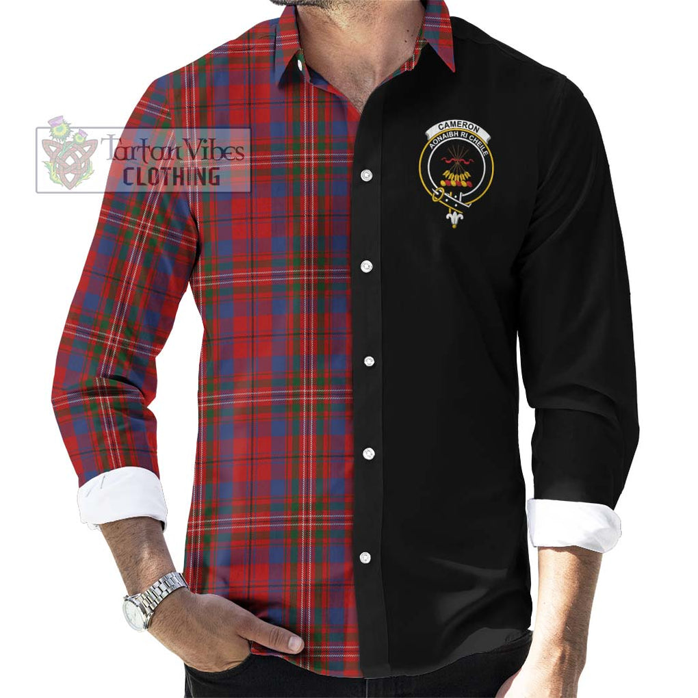 Cameron of Locheil Tartan Long Sleeve Button Shirt with Family Crest and Half Of Me Style - Tartanvibesclothing Shop