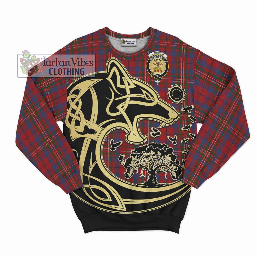 Cameron of Locheil Tartan Sweatshirt with Family Crest Celtic Wolf Style - Tartan Vibes Clothing