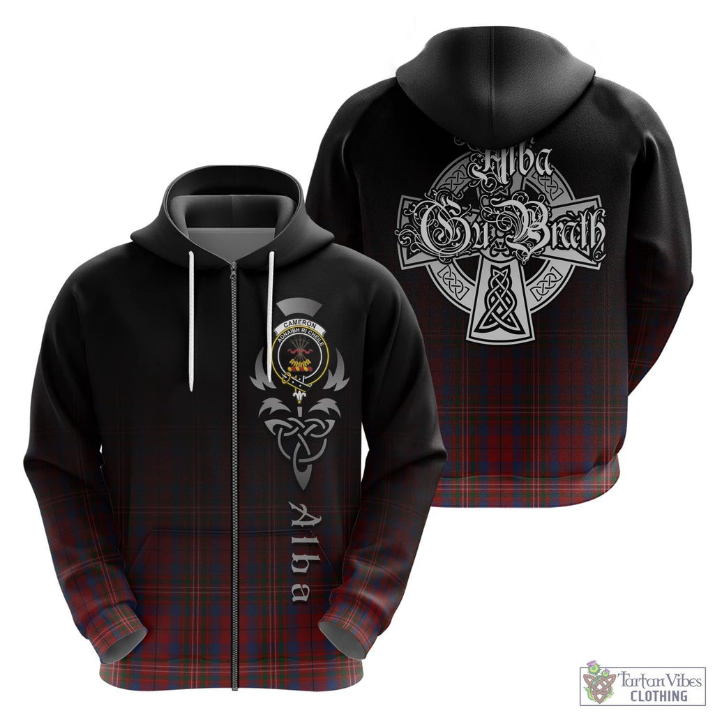 Tartan Vibes Clothing Cameron of Locheil Tartan Hoodie Featuring Alba Gu Brath Family Crest Celtic Inspired