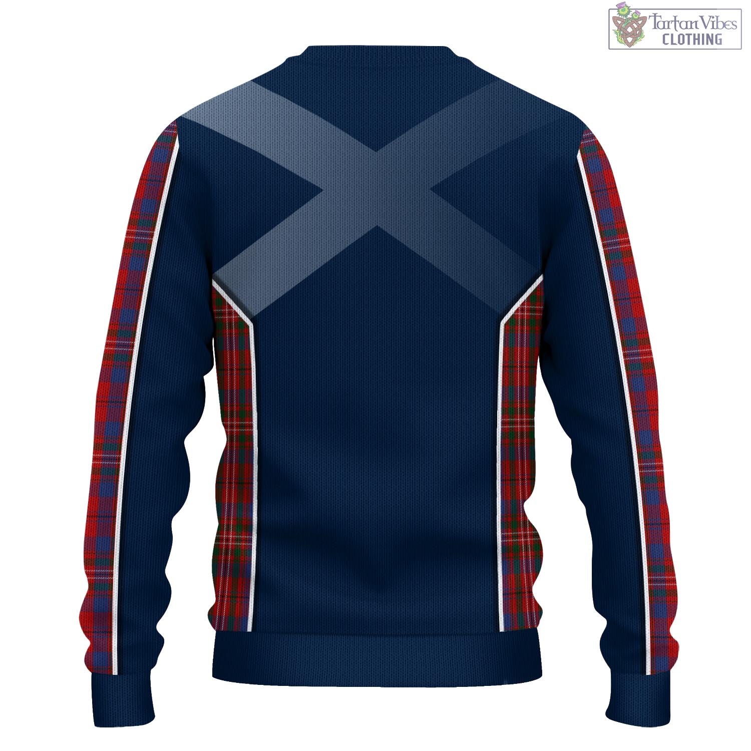 Tartan Vibes Clothing Cameron of Locheil Tartan Knitted Sweatshirt with Family Crest and Scottish Thistle Vibes Sport Style