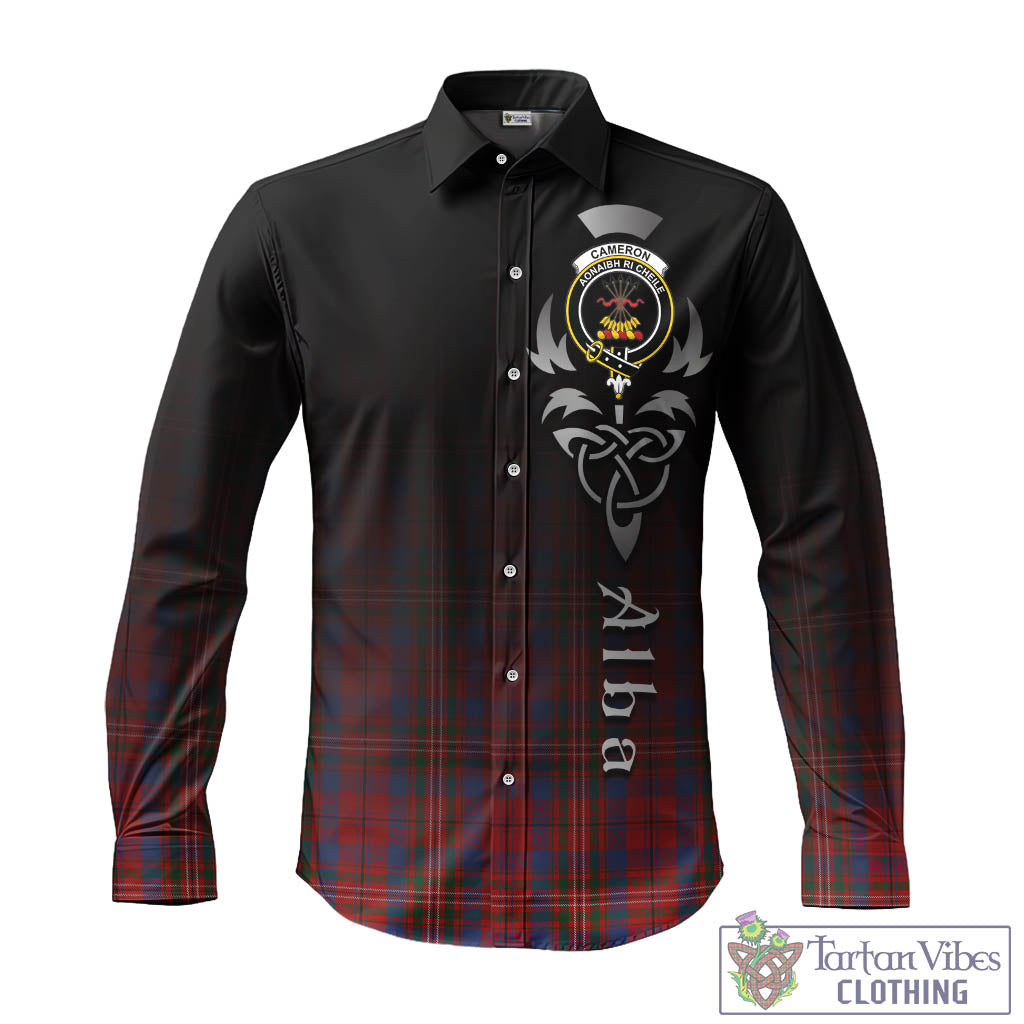 Tartan Vibes Clothing Cameron of Locheil Tartan Long Sleeve Button Up Featuring Alba Gu Brath Family Crest Celtic Inspired