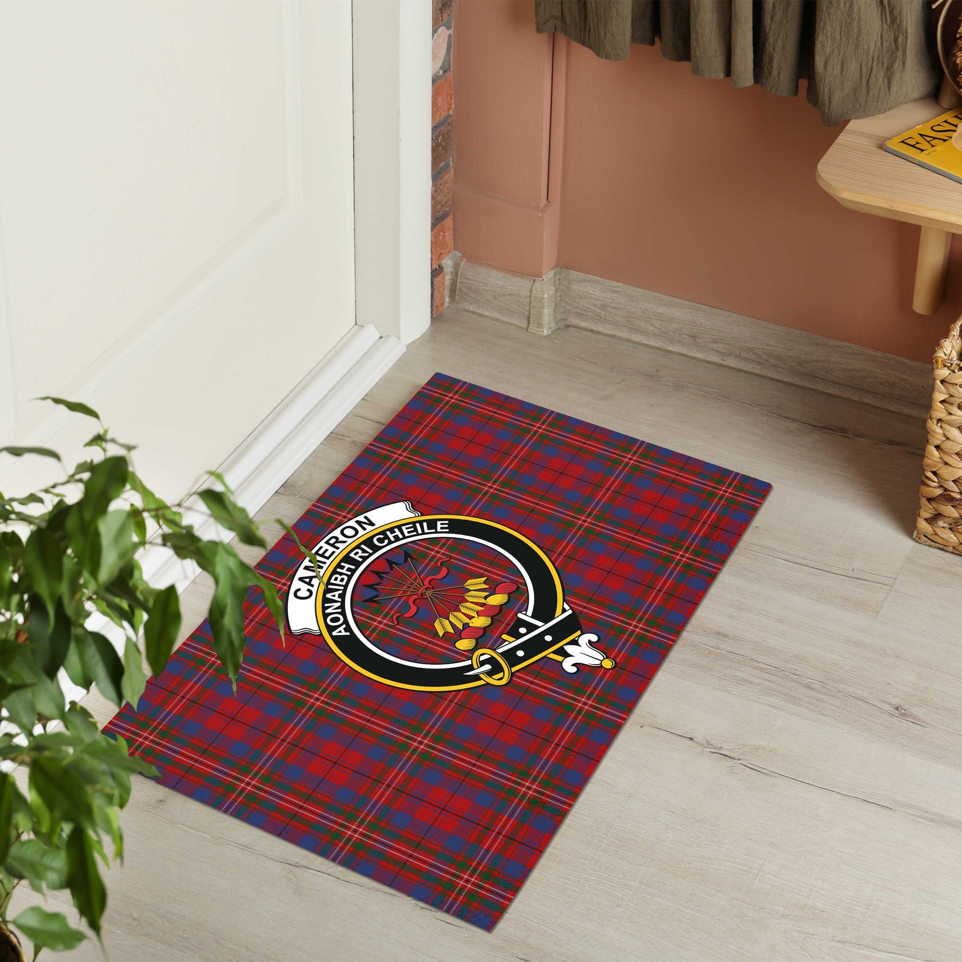 Cameron of Locheil Tartan Door Mat with Family Crest - Tartanvibesclothing