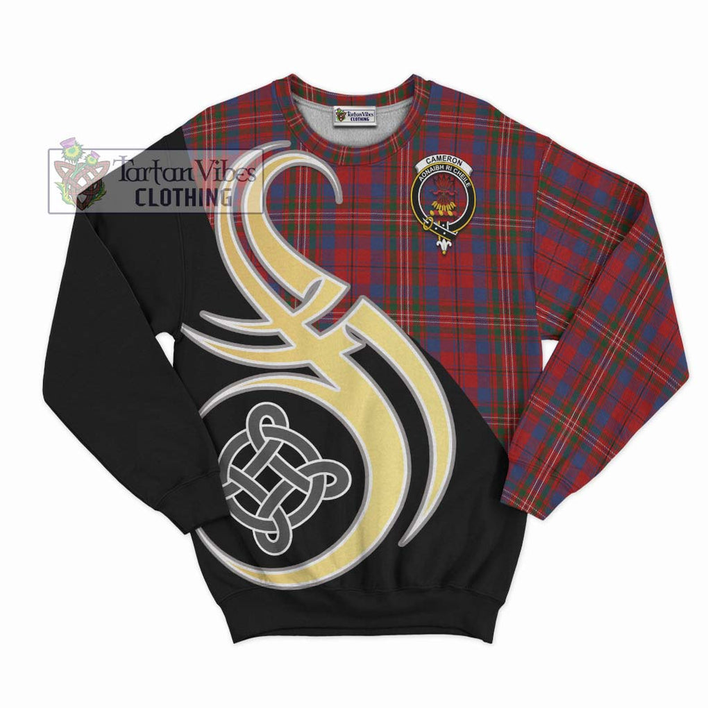 Cameron of Locheil Tartan Sweatshirt with Family Crest and Celtic Symbol Style - Tartan Vibes Clothing