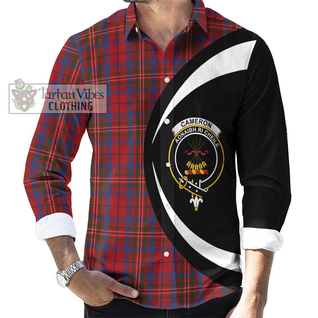 Cameron of Locheil Tartan Long Sleeve Button Up with Family Crest Circle Style - Tartan Vibes Clothing