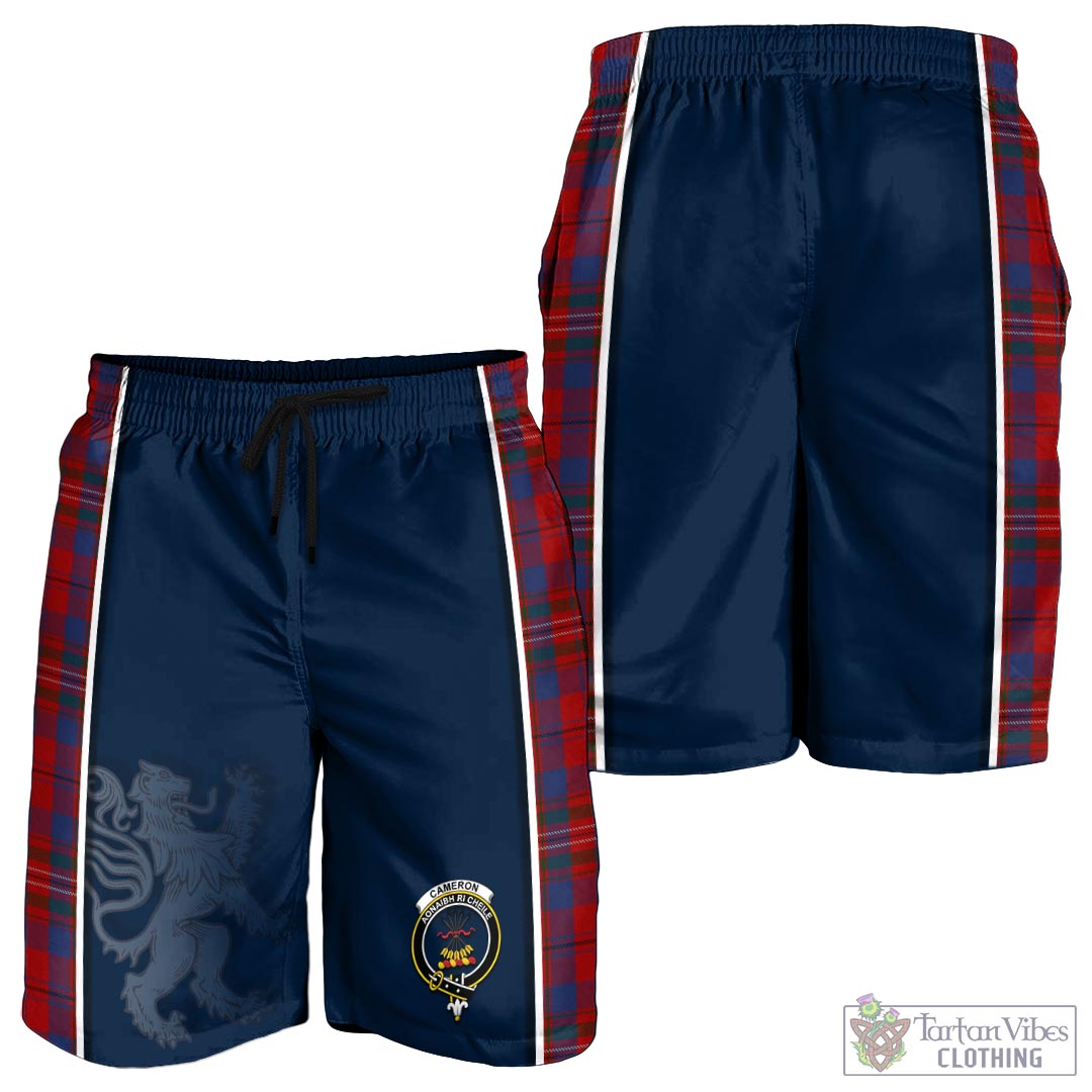 Tartan Vibes Clothing Cameron of Locheil Tartan Men's Shorts with Family Crest and Lion Rampant Vibes Sport Style