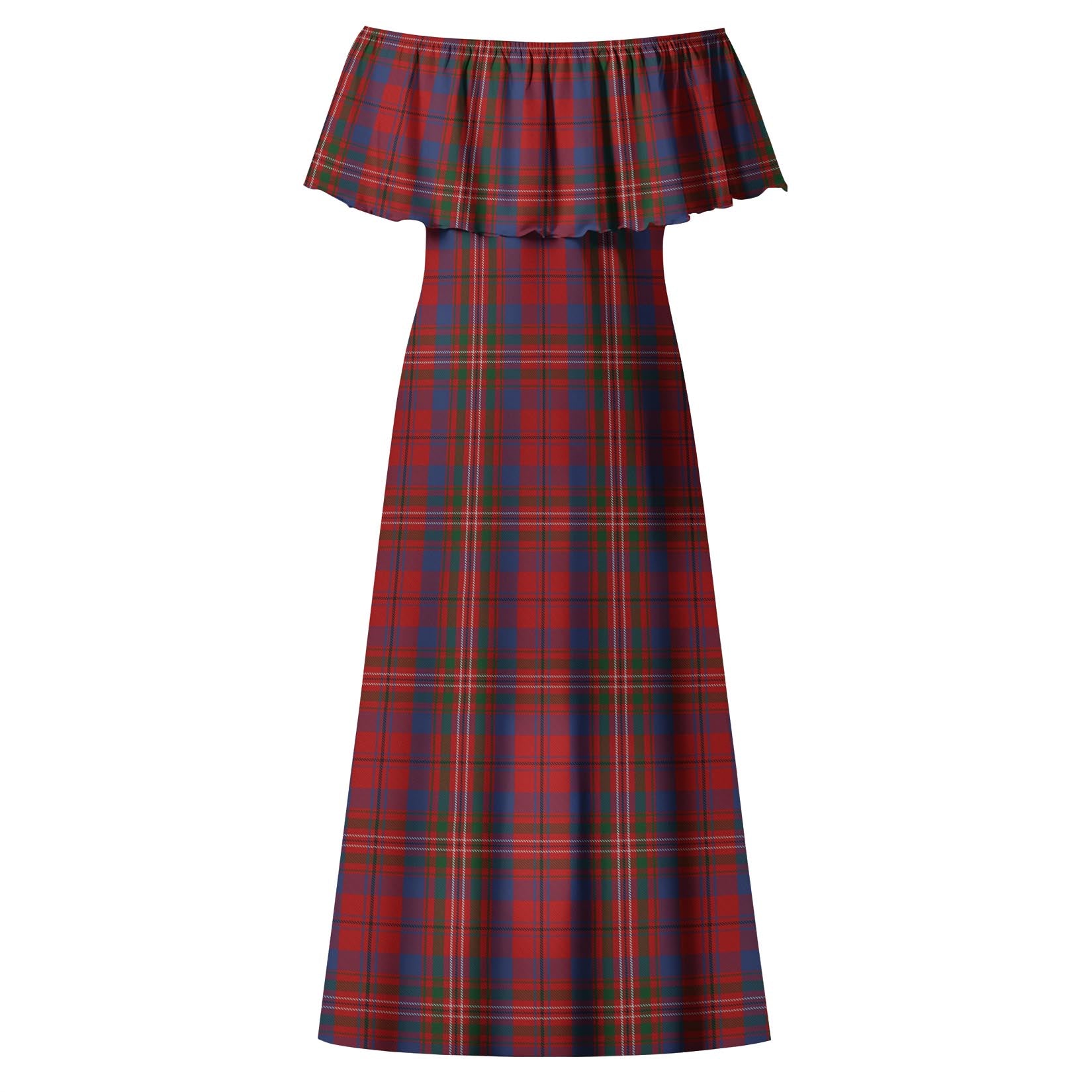 Cameron of Locheil Tartan Off Shoulder Long Dress - Tartanvibesclothing