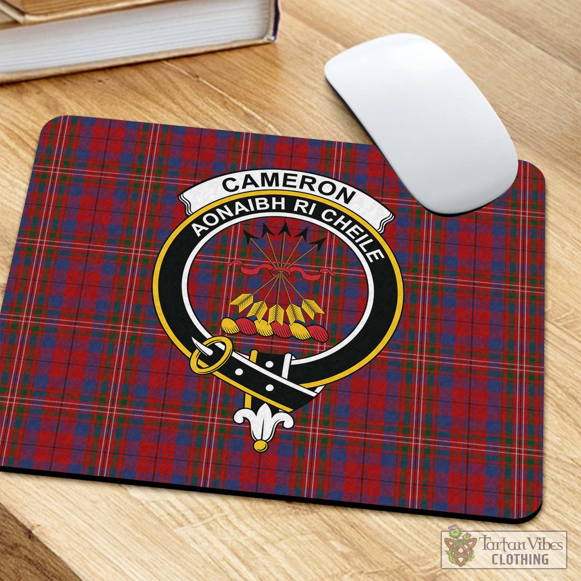 Tartan Vibes Clothing Cameron of Locheil Tartan Mouse Pad with Family Crest