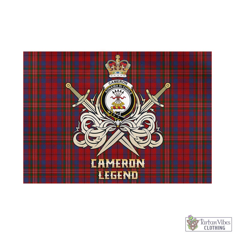 Tartan Vibes Clothing Cameron of Locheil Tartan Flag with Clan Crest and the Golden Sword of Courageous Legacy