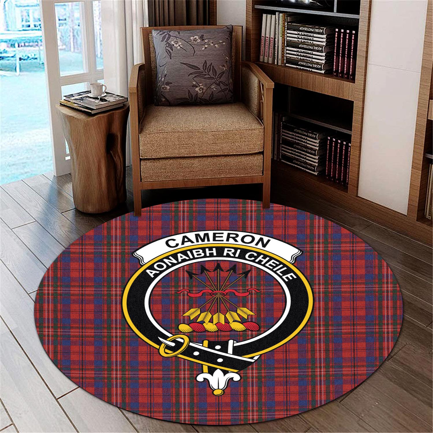 Cameron of Locheil Tartan Round Rug with Family Crest - Tartanvibesclothing