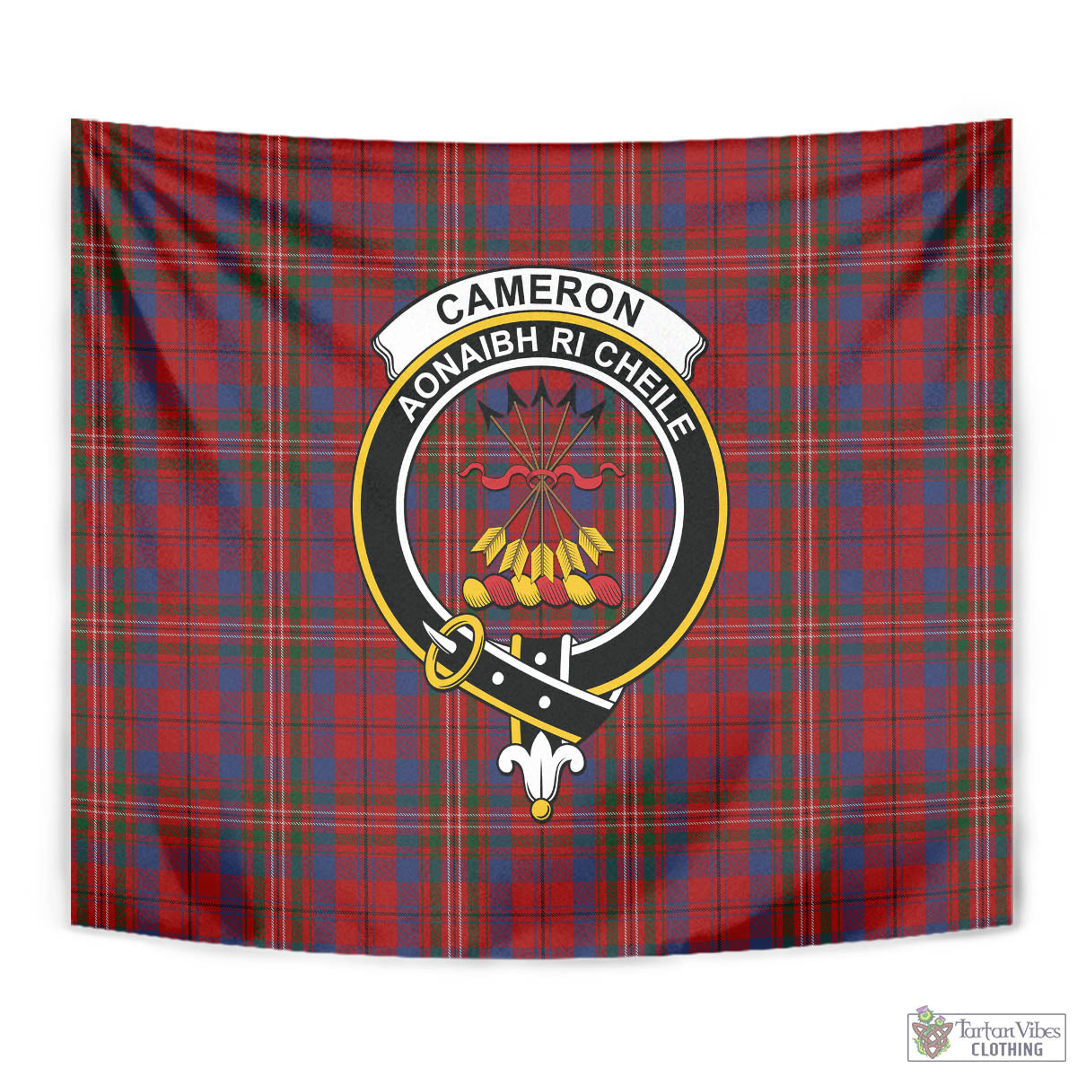 Tartan Vibes Clothing Cameron of Locheil Tartan Tapestry Wall Hanging and Home Decor for Room with Family Crest