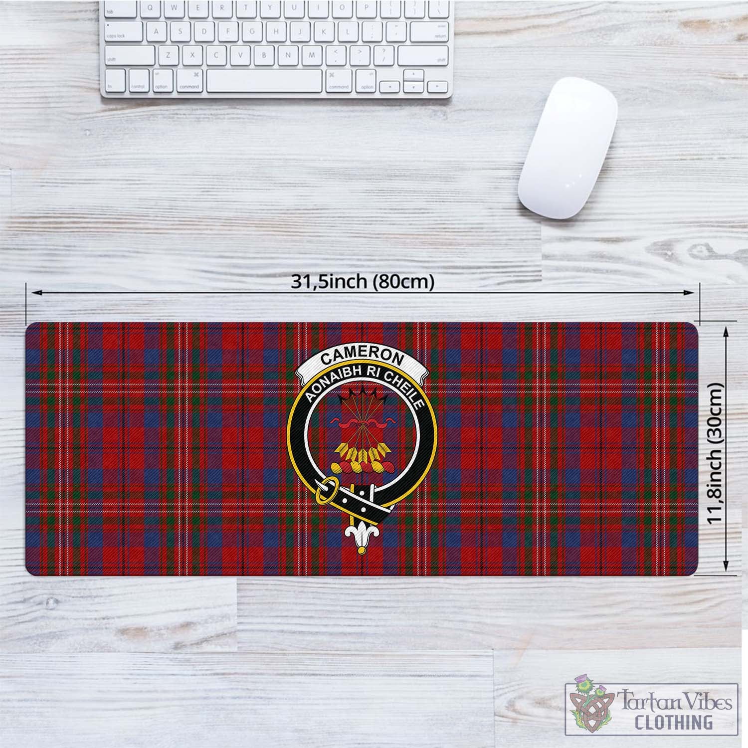 Tartan Vibes Clothing Cameron of Locheil Tartan Mouse Pad with Family Crest