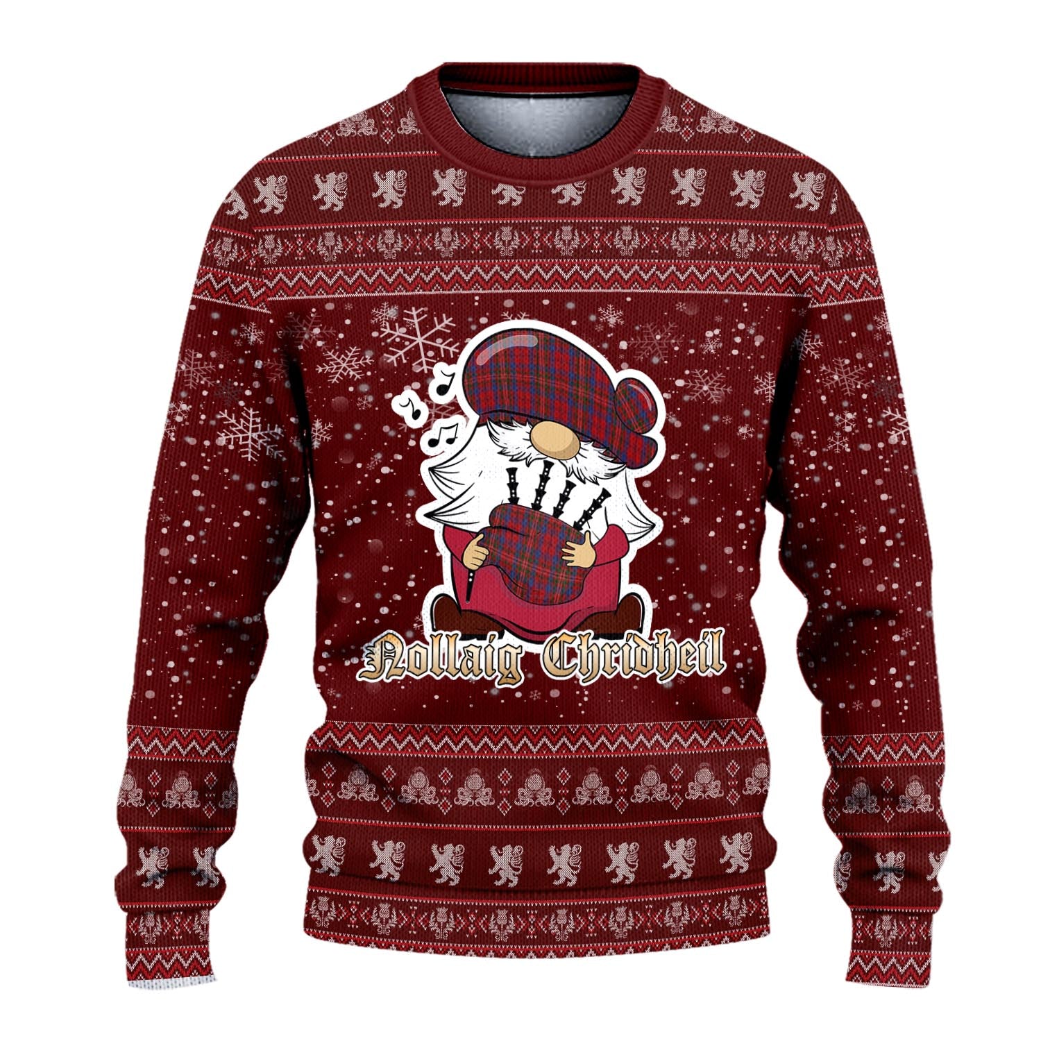 Cameron of Locheil Clan Christmas Family Knitted Sweater with Funny Gnome Playing Bagpipes - Tartanvibesclothing