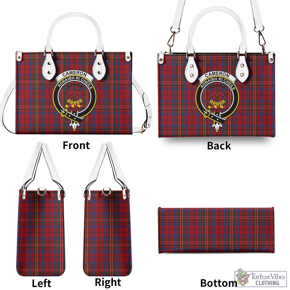 Tartan Vibes Clothing Cameron of Locheil Tartan Luxury Leather Handbags with Family Crest