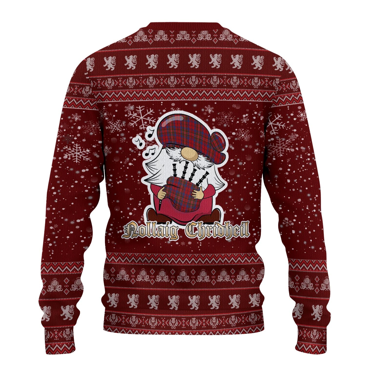 Cameron of Locheil Clan Christmas Family Knitted Sweater with Funny Gnome Playing Bagpipes - Tartanvibesclothing