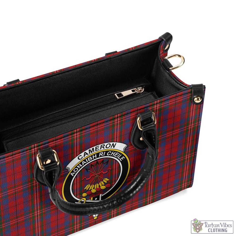 Tartan Vibes Clothing Cameron of Locheil Tartan Luxury Leather Handbags with Family Crest