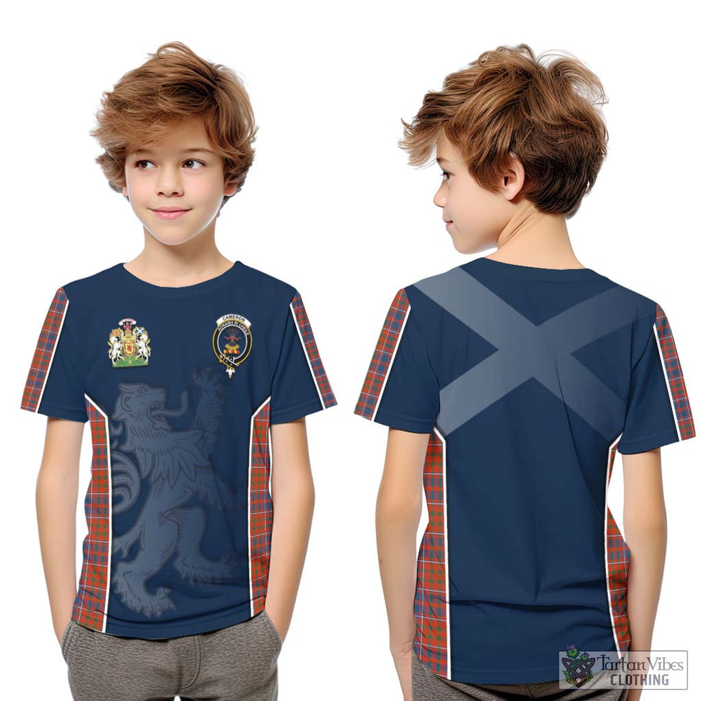 Cameron of Lochiel Ancient Tartan Kid T-Shirt with Family Crest and Lion Rampant Vibes Sport Style Youth XL Size14 - Tartan Vibes Clothing