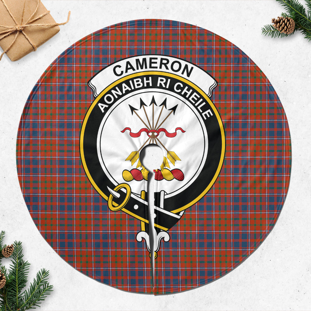 Cameron of Lochiel Ancient Tartan Christmas Tree Skirt with Family Crest - Tartanvibesclothing